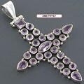 .925 Sterling Silver Multi-gemstone Cross Pendant (India)