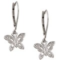 10k White Gold Diamond Accent Butterfly Earrings