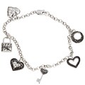 Sterling Silver 7-inch Key-to-my-heart Charm Bracelet