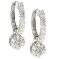 Sterling Silver CZ Hoop with Floral Charm Earrings