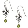 Gerald David Bauman Silver Fleur de Lis Peridot Earrings