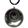 Sterling Silver Off-center Circles Gemstone Pendant (Nepal)