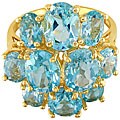10k Yellow Gold 10-stone Cluster Blue Topaz Ring