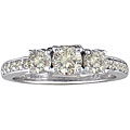 14k White Gold 1ct TDW Diamond Three-stone Ring (K, I1-I2)