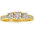 14k Yellow Gold 1ct TDW Diamond Three-stone Ring (J-K, I1-I2)