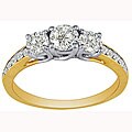 14k Yellow Gold 1ct TDW Diamond Three-stone Ring (K, I1-I2)