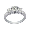 14k White Gold 1 1/2ct TDW Three-stone Ring (K, I1-I2)