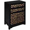 Black Wood Storage Cabinet with Gold Vine Pattern