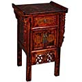 Antique Style Crackle Finish Chinese End Table