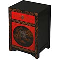 Black/ Gold Village Motif Storage Cabinet/ End Table