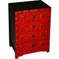 Red/ Black/ Gold Butterfly Motif Storage Cabinet/ Dresser