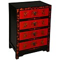 Gold/ Red Butterfly Motif Dresser/ Cabinet