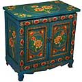 Teal Tibetan Peony Motif Cabinet/ End Table