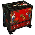 Black and Red Lacquer 'Garden' Cabinet/ End Table