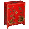 Red and Gold Nature Motif Cabinet/ End Table