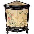 Black/ Gold Lacquer Asian Corner Cabinet
