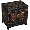 Tibetan-style Black End Table/ Storage Cabinet
