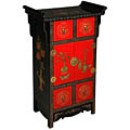 Black, Red, Gold Asian End Table/ Storage Cabinet