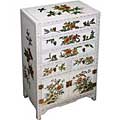 White Lacquer Floral Motif Dresser/ Storage Cabinet
