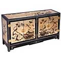 Gold/ Black 'Chinese Peonies' Storage Cabinet
