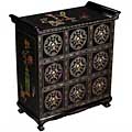 Black Lacquer Gold Trim Chinese Storage Cabinet