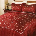 Claret Embroidered 4-piece Quilt Set (Full)