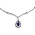 18k Gold 2 1/4ct TDW Diamond and Sapphire Necklace (H, SI)