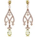 18k Gold Lemon Quartz and 1 1/10ct TDW Diamond Earrings (H, VS-SI)