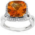 18k Gold Citrine and 1/4ct TDW Diamond Ring (H/VS-SI)