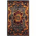 Classical Empire Royal Blue/ Burgundy Wool Rug (2'3 x 4')