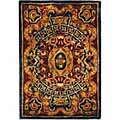 Classical Empire Royal Blue/ Burgundy Wool Rug (2' x 3')