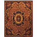 Classical Empire Burgundy/ Black Wool Rug (6' x 9')