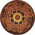 Classical Empire Burgundy/ Black Wool Rug (8' Round)