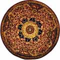Classical Empire Burgundy/ Black Wool Rug (6' Round)