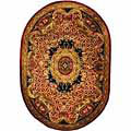 Classical Empire Burgundy/ Black Wool Rug (4'6 x 6'6 Oval)