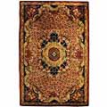 Classical Empire Burgundy/ Black Wool Rug (5' x 8')