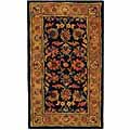 Classical Kerman Navy/ Beige Wool Rug (2'3 x 4')