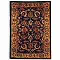 Classical Kerman Navy/ Beige Wool Rug (2' x 3')