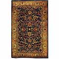 Handmade Wool Kerman Navy/ Beige Rug (5' x 8')