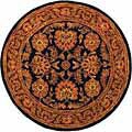 Handmade Wool Heirloom Navy/ Red Rug (3'6 Round)