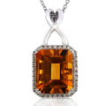 18k Gold Citrine and 1/5ct TDW Diamond Necklace (H, VS-SI)