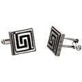 Gerald David Bauman Silver Greek Key Cuff Links