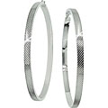 10k White Gold Textured Hoop Earrings