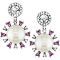 18k 1/4ct TDW Pink Sapphire/ Pearl Earrings (G-H-I, SI)(9-10mm)