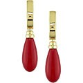 18k Yellow Gold Red Jade Drop Huggie Earrings