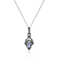 Silver Marcasite and Amethyst Chandelier Necklace