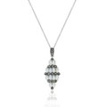 Silver Marcasite and Mother of Pearl Cluster Necklace