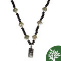 Sterling Silver Roman Glass and Keishi Pearl Necklace (Israel)