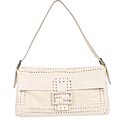 Fendi Large Cream Leather Clutch with Shoulder Strap