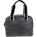 Fendi Dark Grey Medium Soft Pebbled Leather Boston Bag